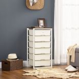 RPP £69.99 -HOMCOM Bedroom Chest of Drawers, 6-Drawer Dresser, Tall Storage Drawer Unit with Steel