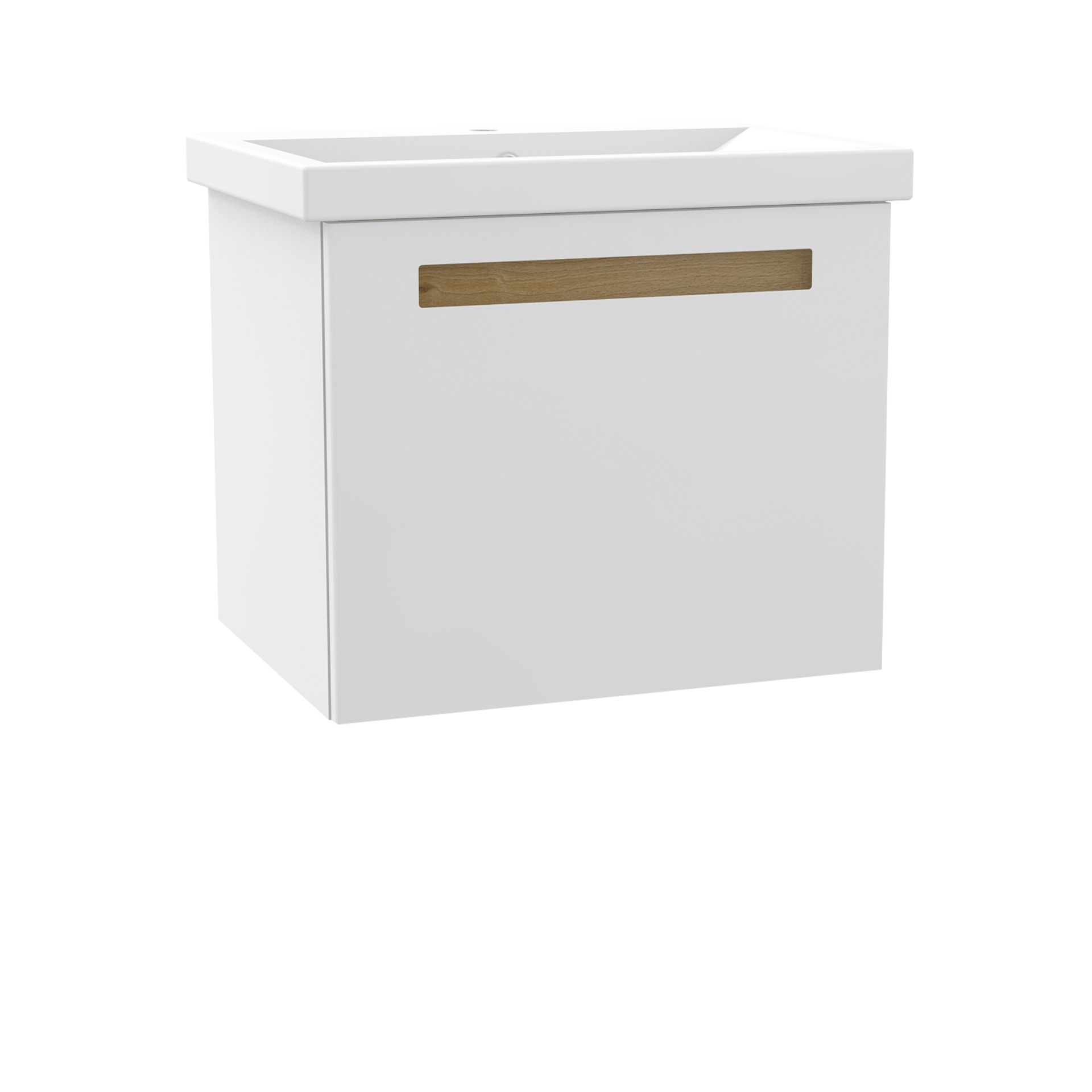 RRP £450 - Amaro Vanity Unit With Sink - Single Drawer 560 x 412 x 460mm Wall Hung White Gloss