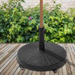 RPP £83.99 -Outsunny Resin Patio Umbrella Base on Wheels Parasol Stand W/Wheels-Black