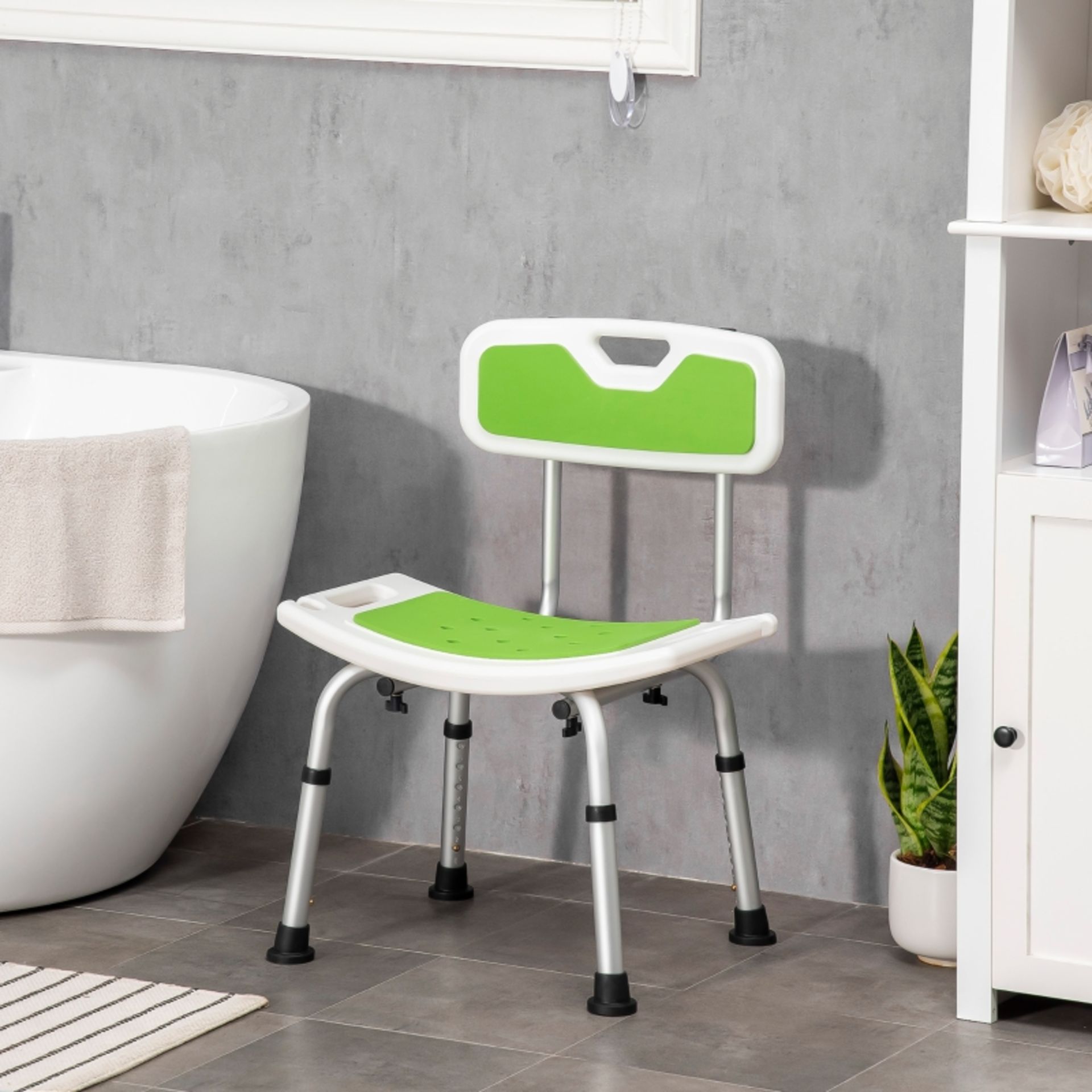 RPP £49.99 -HOMCOM Shower Chair for the Elderly and Disabled, 6-Level Height Adjustable Shower Stool - Image 2 of 4