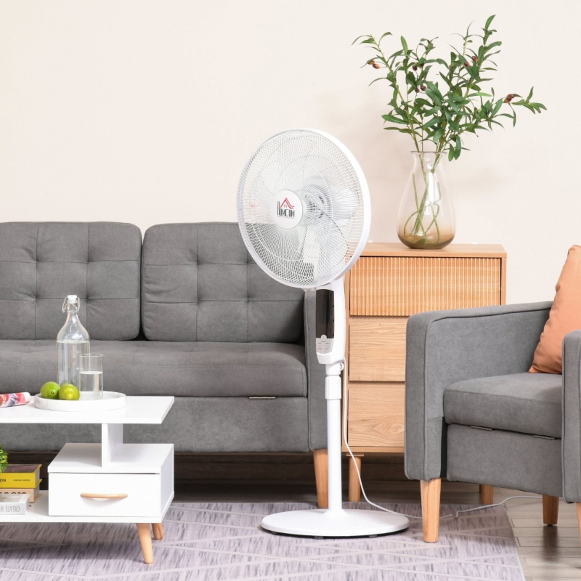 RPP £47.99 -HOMCOM 54'' Pedestal Stand Fan, 3 Speed 3 Mode, 85° Oscillation, LED Panel, 3M Remote