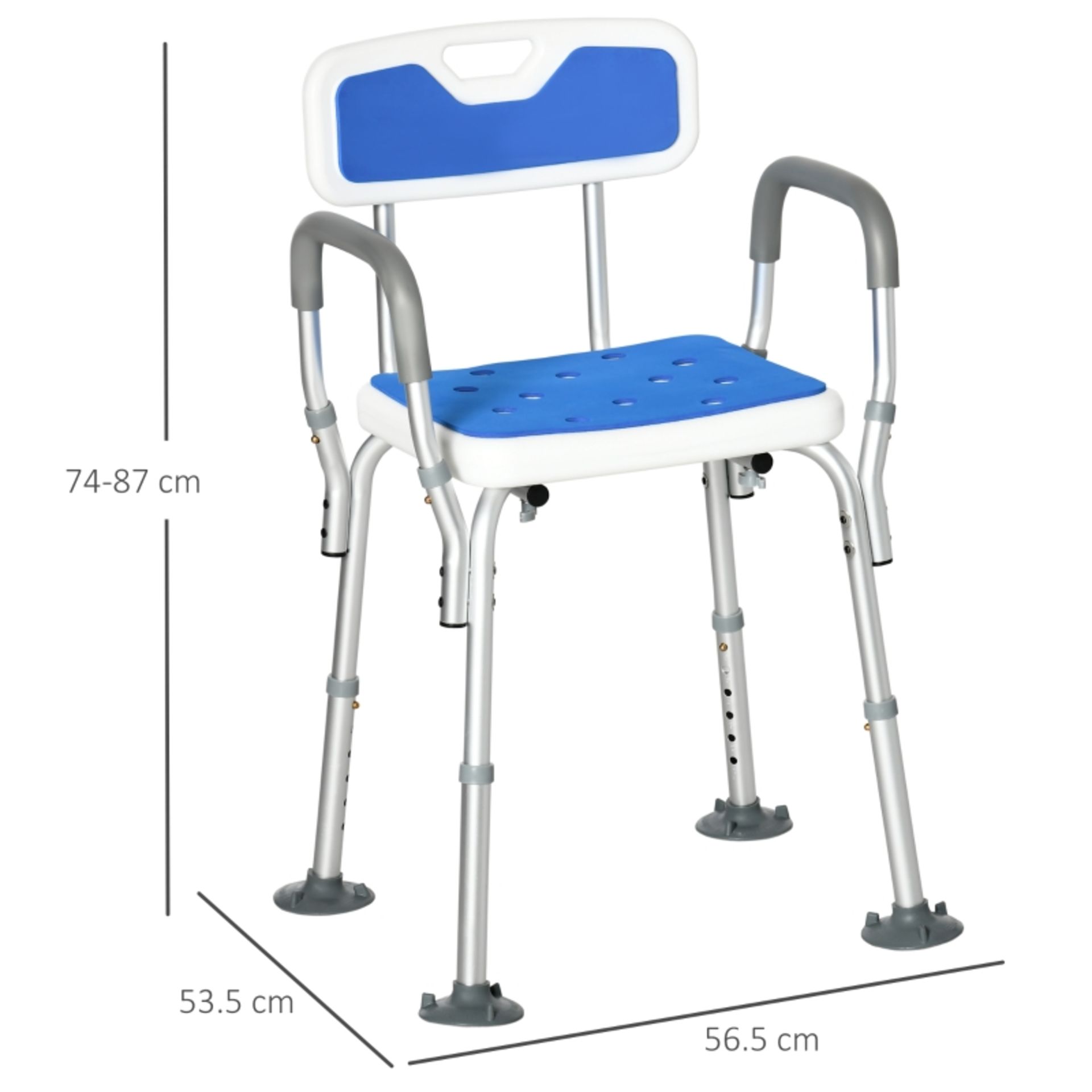 RPP £69.99 -HOMCOM EVA Padded Shower Chair for the Elderly and Disabled, Height Adjustable Shower - Image 3 of 4