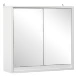 RPP £58.99 -HOMCOM Wall Mounted Mirror Cabinet with Storage Shelf Bathroom Cupboard Double Door