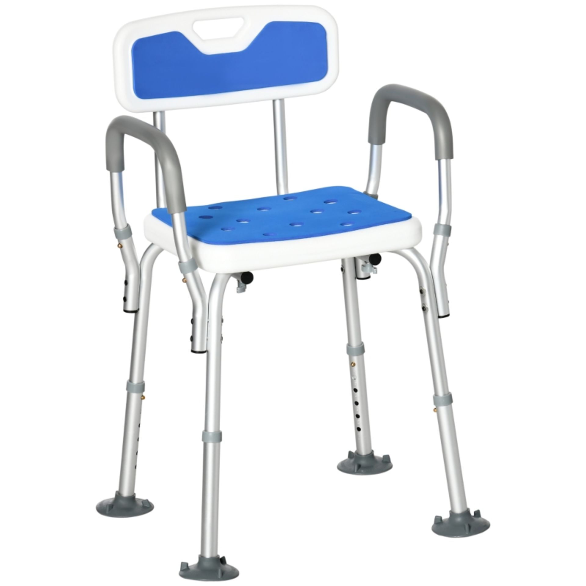 RPP £69.99 -HOMCOM EVA Padded Shower Chair for the Elderly and Disabled, Height Adjustable Shower