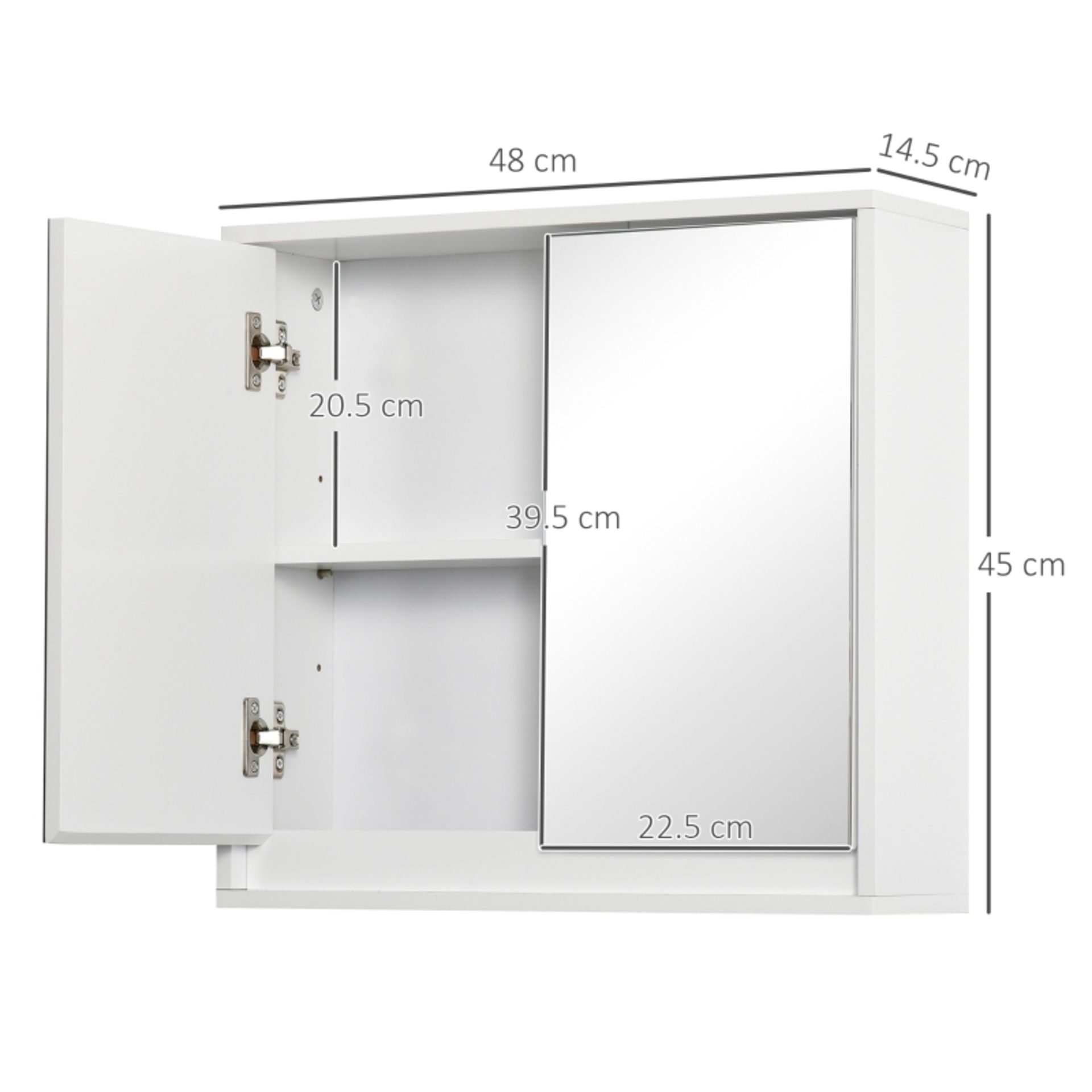 RPP £58.99 -HOMCOM Wall Mounted Mirror Cabinet with Storage Shelf Bathroom Cupboard Double Door - Image 3 of 4