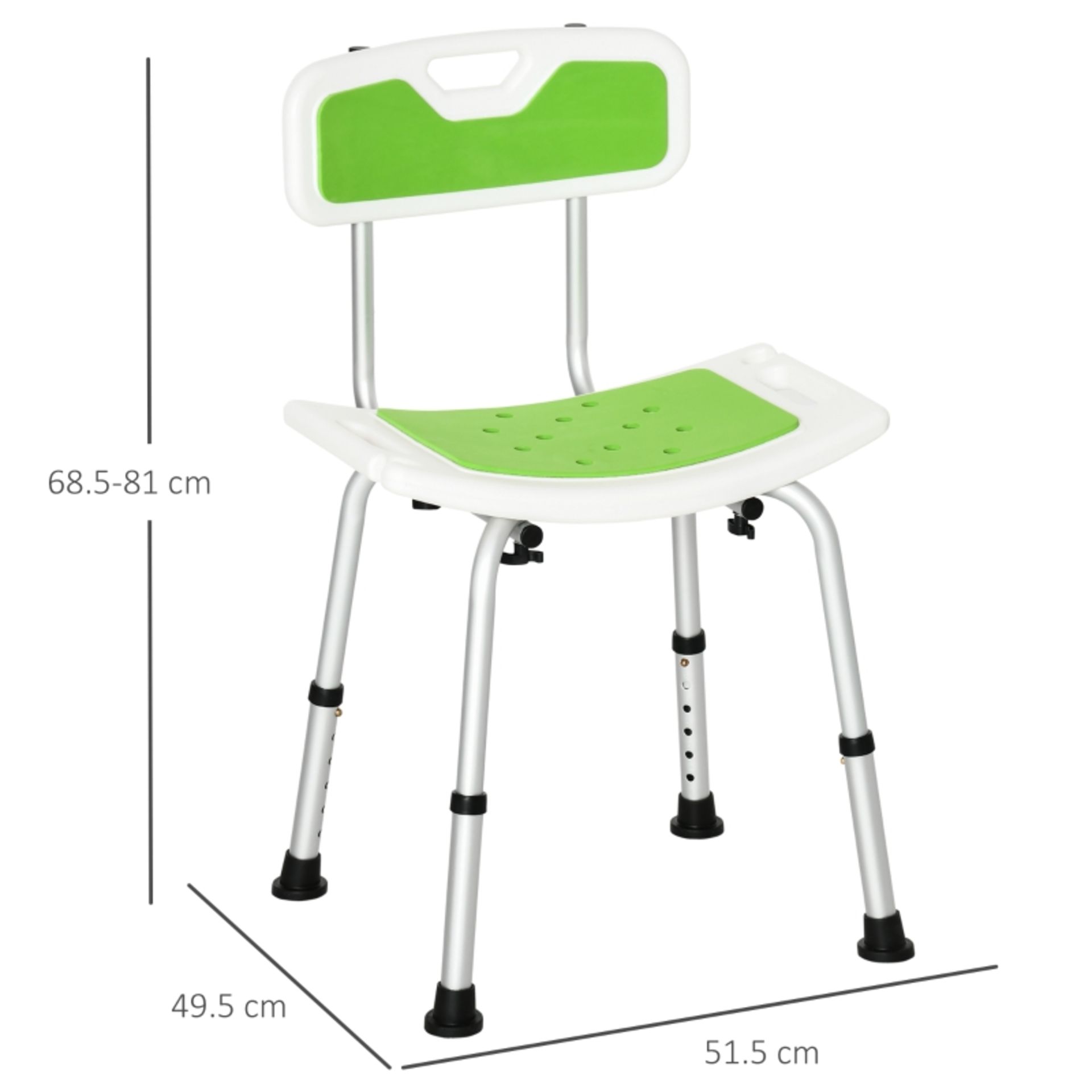 RPP £49.99 -HOMCOM Shower Chair for the Elderly and Disabled, 6-Level Height Adjustable Shower Stool - Image 3 of 4