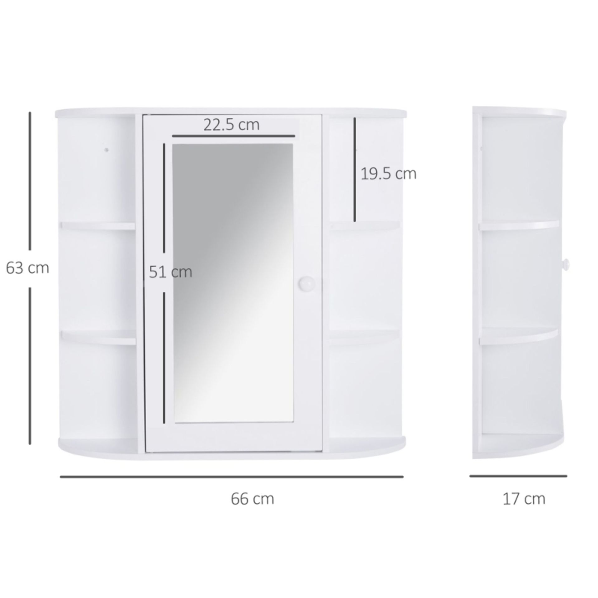 RPP £57.99 -HOMCOM Wall Mounted Bathroom Cabinet with Mirror Single Door Storage Organizer 2-tier - Image 3 of 4