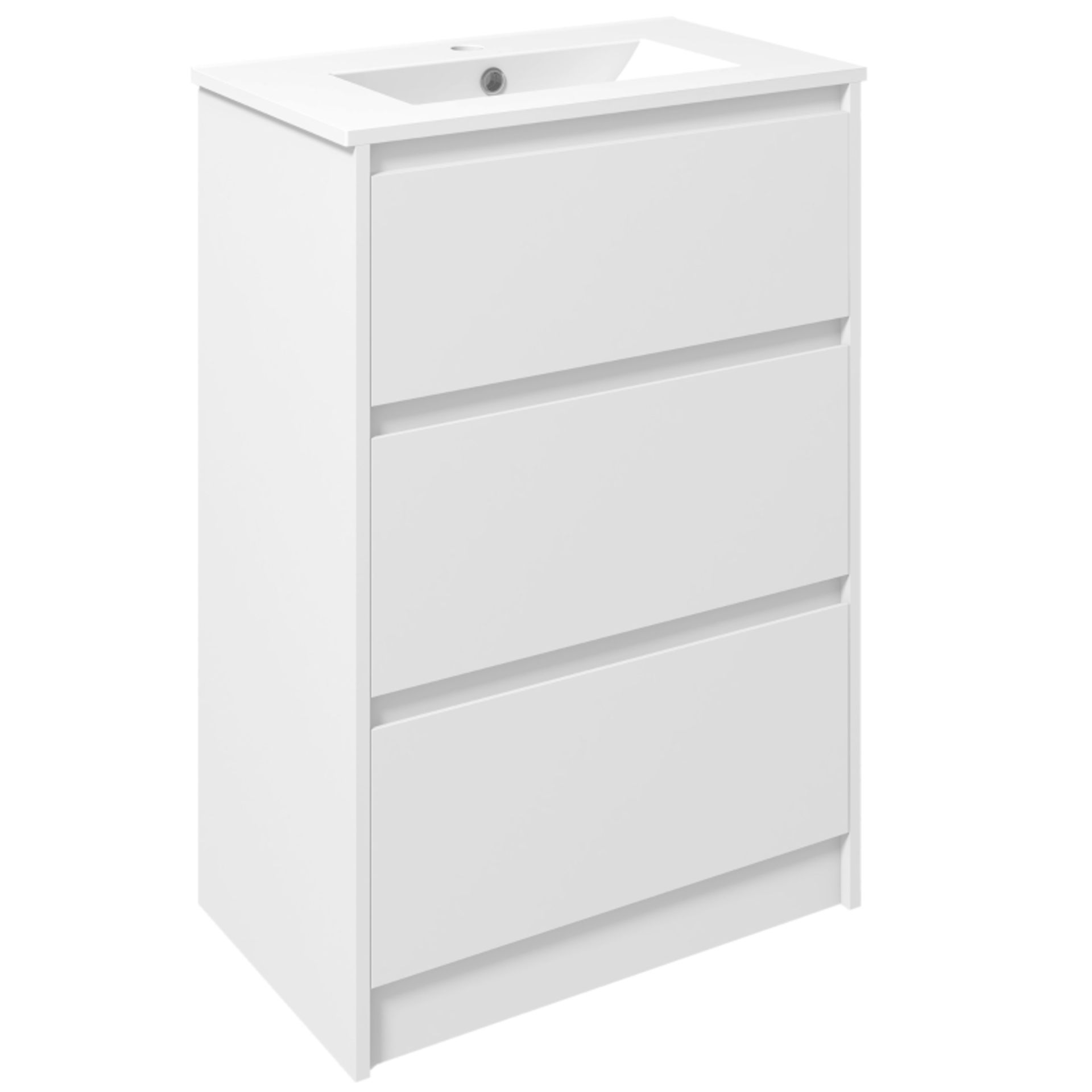 RPP £169.99 -kleankin 600mm Bathroom Vanity Unit with Basin and Single Tap Hole, High Gloss White