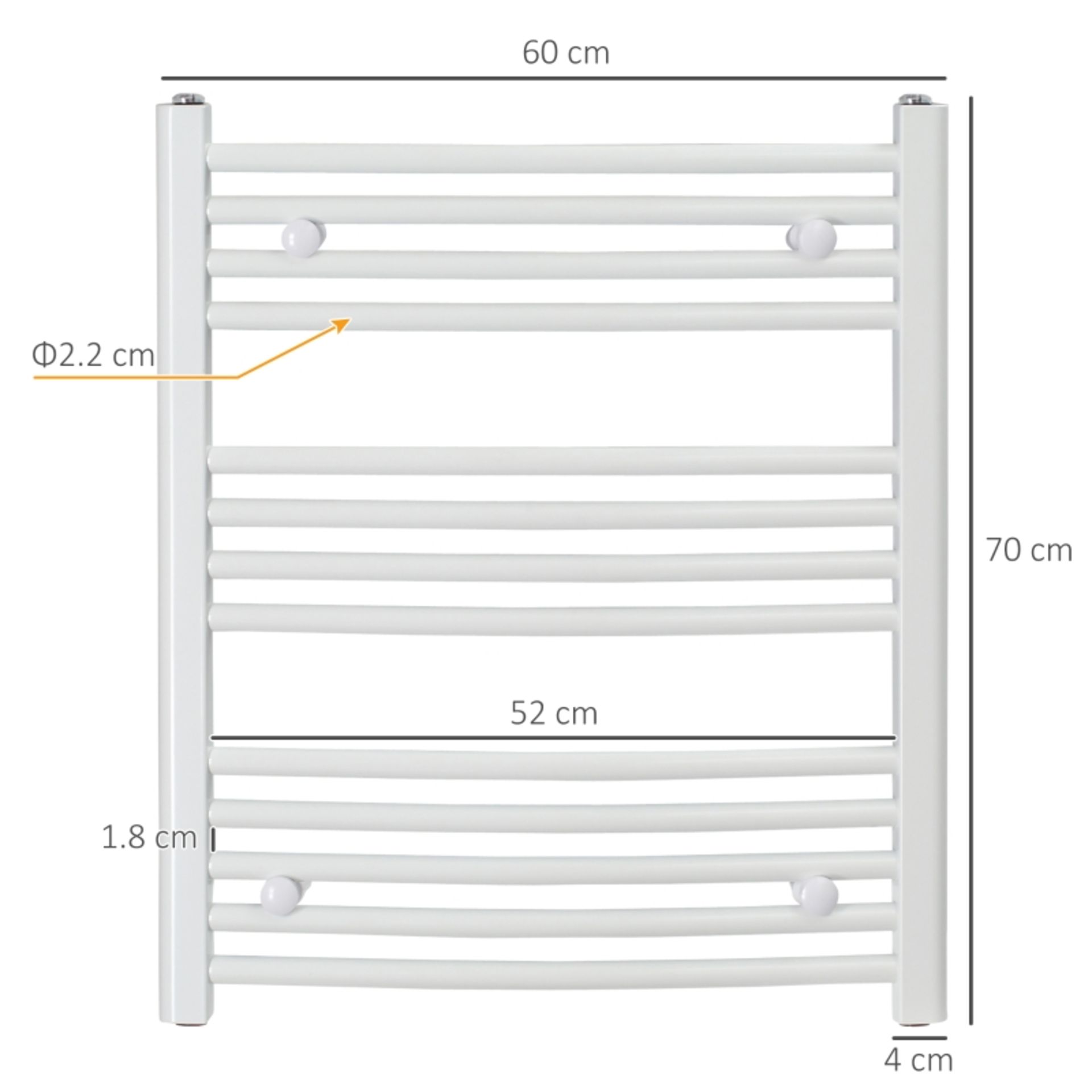 RPP £79.99 -HOMCOM Curved Heated Towel Rail, Hydronic Bathroom Ladder Radiator Towel Warmer For - Image 3 of 4