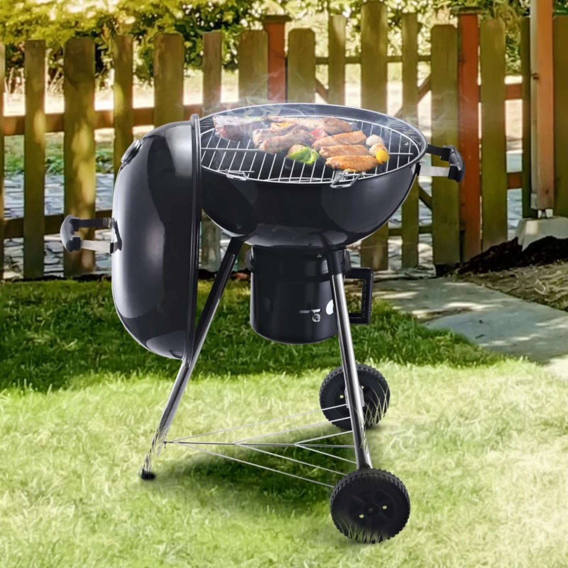 RRP £81.99 - Outsunny Steel Freestanding Charcoal BBQ Grill w/ Wheels Black