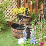 RRP £69.99 - Outsunny Wooden Water Pump Fountain, 2 Tier-Fir Wood