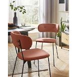 RRP £179 - A STUNNING PAIR OF ANAIS CHAIRS -BLUSH SEATS AND METAL LEGS - BOX SIZE 56X48X51.5CM