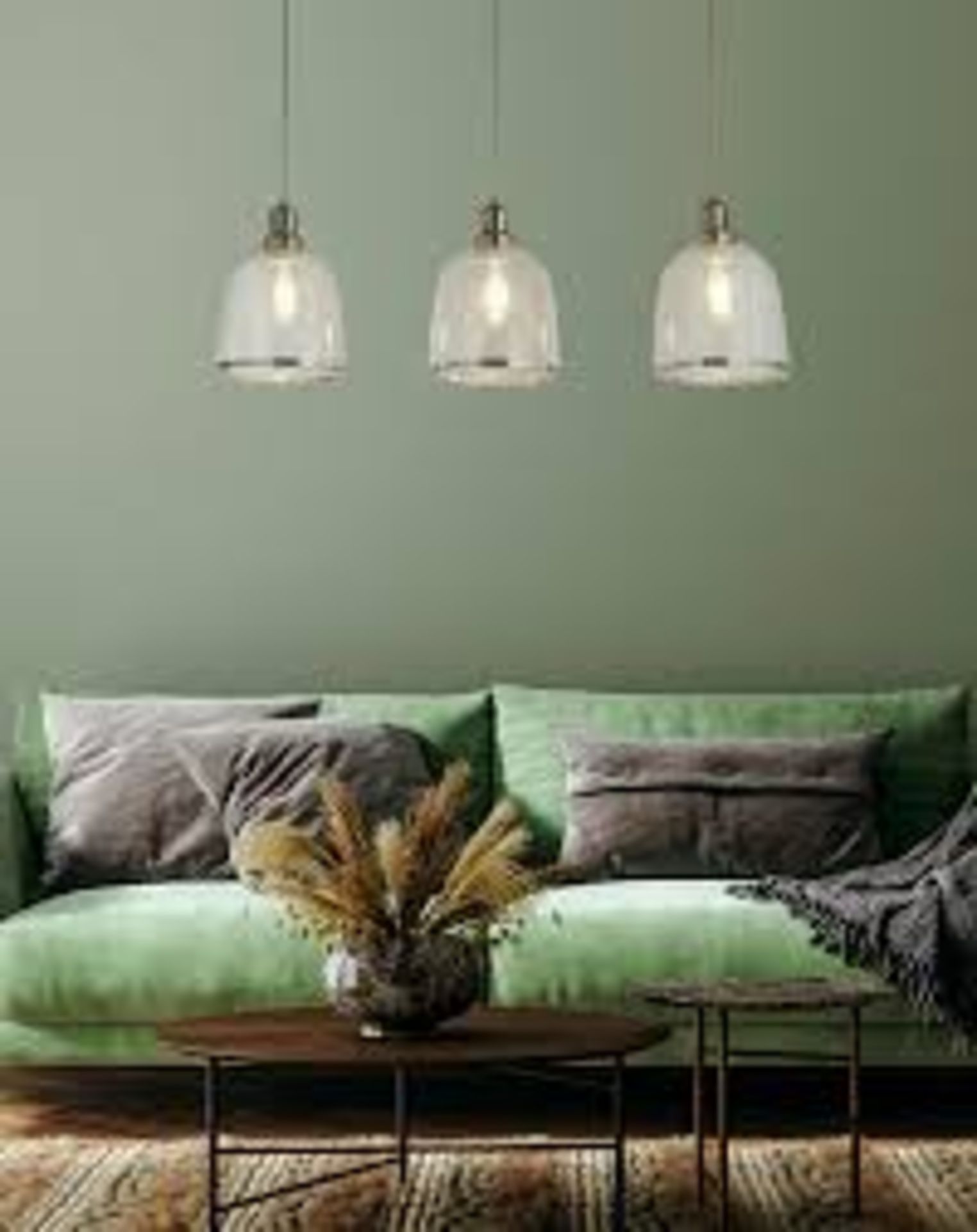 RRP £102 - LIGHT PENDANT - CLEAR GLASS SHADE WITH SATIN SILVER FINISH - Image 2 of 2