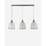 RRP £102 - LIGHT PENDANT - CLEAR GLASS SHADE WITH SATIN SILVER FINISH
