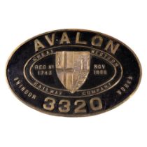 GWR Brass Combine Worksplate AVALON 3320 4-4-0 Bulldog Class