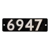 GWR Cast Iron Smokebox Numberplate 6947 ex HELMINGHAM HALL 4-6-0