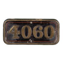 GWR Brass Cabside Numberplate 4060 ex PRINCESS EUGENIE 4-6-0