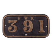 GWR Brass Cabside Numberplate 391 ex Standard Goods Class 0-6-0