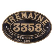 GWR Brass Combine Worksplate TREMAYNE 3358 4-4-0 Bulldog Class