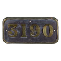 GWR Brass Cabside Numberplate 3190 ex 3150 Class 2-6-2T