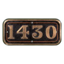 GWR Brass Cabside Numberplate 1430 ex 517 Class 0-4-2T