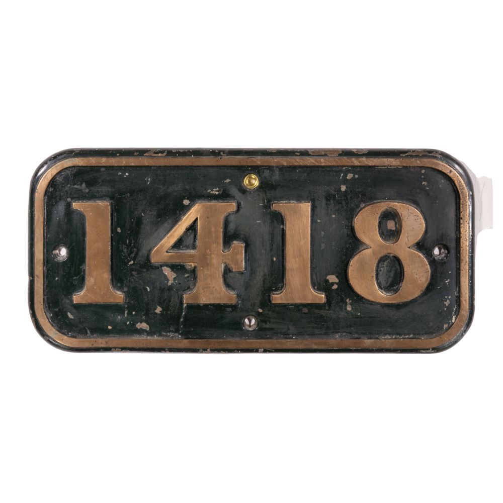 GWR Brass Cabside Numberplate 1418 ex 1400 Class 0-4-2T