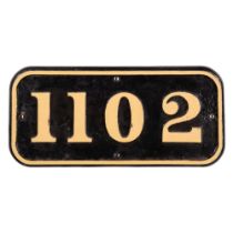 GWR Cast Iron Cabside Numberplate 1102 ex Class 1101 0-4-0T