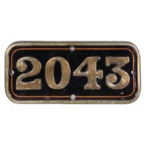 GWR Brass Cabside Numberplate 2043 ex 2021 Class 0-6-0