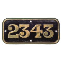 GWR Brass Cabside Numberplate 2343 ex Dean Goods Class 0-6-0