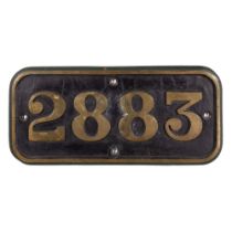 GWR Brass Cabside Numberplate 2883 ex 2800 Class 2-8-0