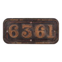 GWR Brass Cabside Numberplate 6361 ex 4300 Class 2-6-0