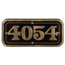 GWR Brass Cabside Numberplate 4054 ex PRINCESS CHARLOTTE 4-6-0