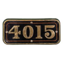 GWR Brass Cabside Numberplate 4015 ex KNIGHT OF SAINT JOHN 4-6-0