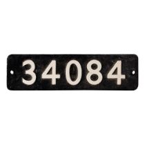 SR Cast Iron Smokebox Numberplate 34084 ex West Country Class 4-6-2