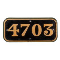 GWR Cast Iron Cabside Numberplate 4703 ex 4700 Class 2-8-0