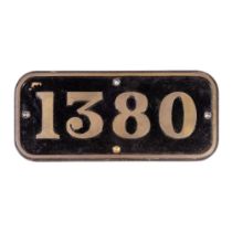 GWR Brass Cabside Numberplate 1380 ex 1377 Class 0-6-0T