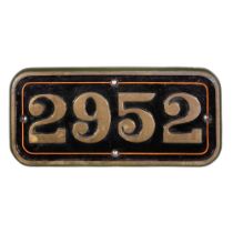 GWR Brass Cabside Numberplate 2952 ex TWINEHAM COURT 4-6-0