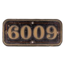 GWR Brass Cabside Numberplate 6009 ex KING CHARLES II 4-6-0