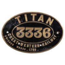 GWR Brass Combine Worksplate TITAN 3336 4-4-0 Bulldog Class