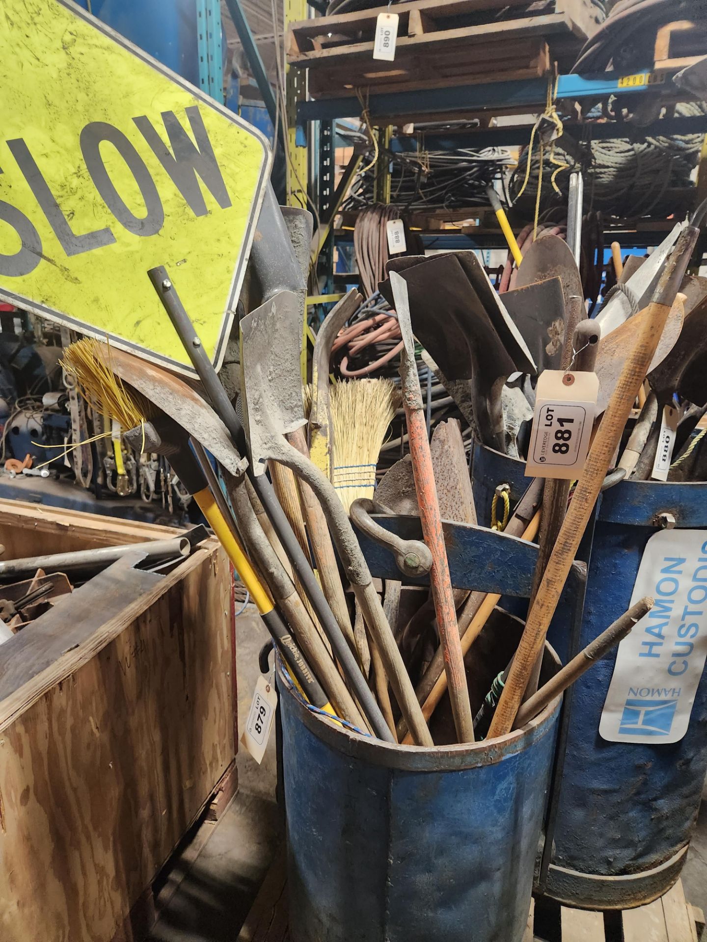 Lot of Shovels and Brooms