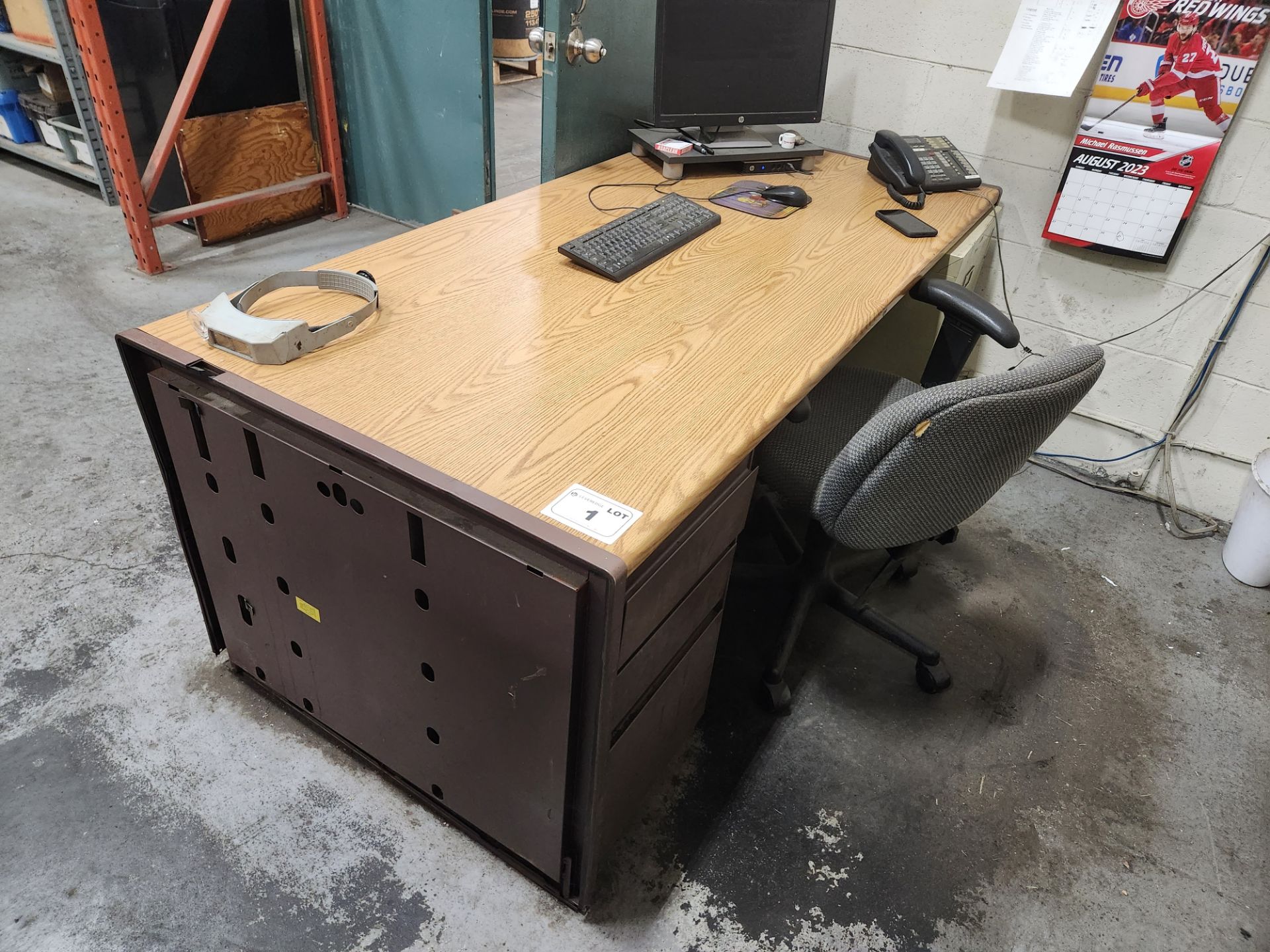 Desk w/ 3 Drawer Cabinet, 2 Drawer Cabinet and Chair