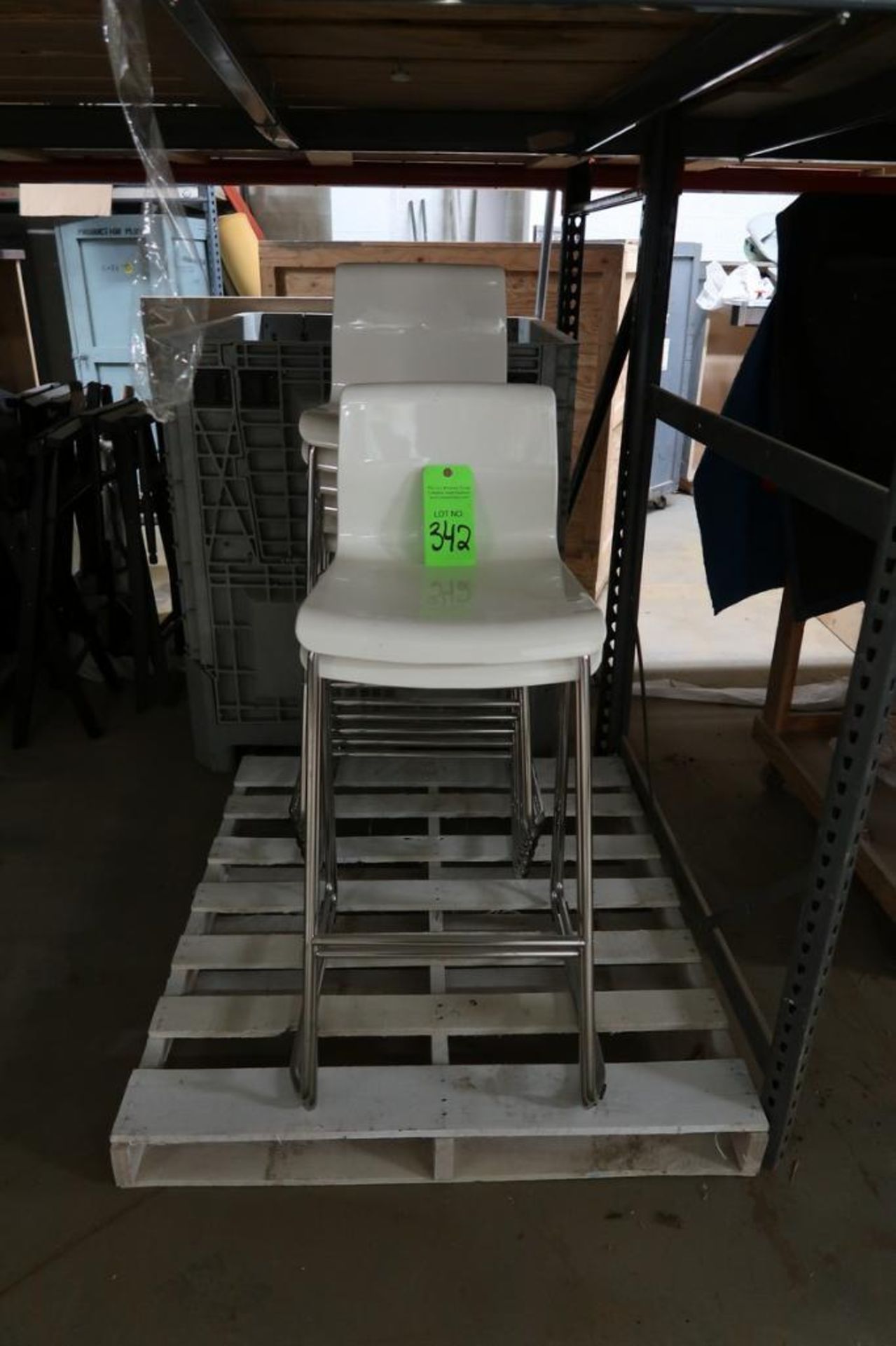 Lot of 8 White Bar Height Chairs