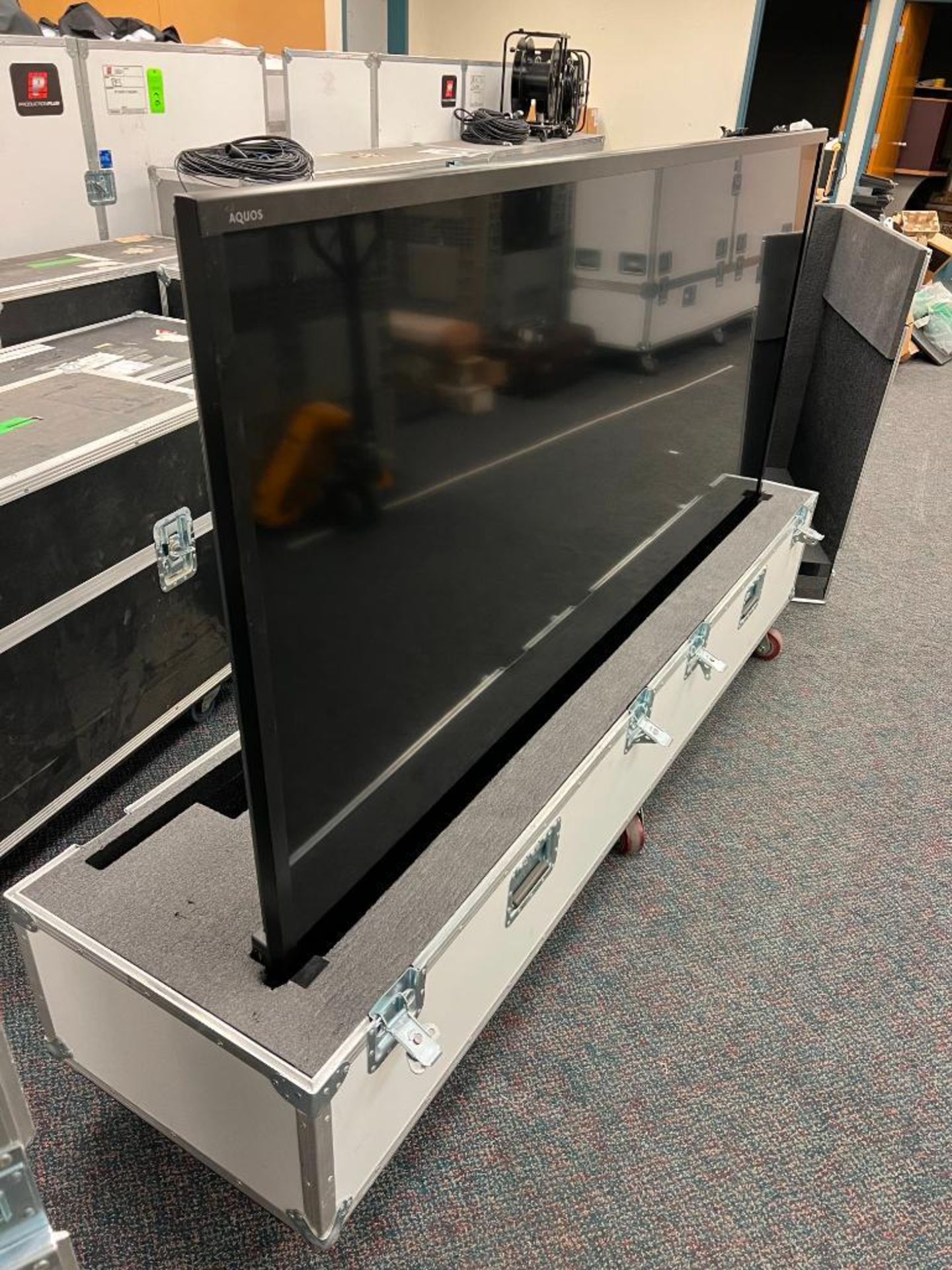 Sharp 90" LCD TV Monitor with MT Cases Rolling Road Case - Image 2 of 11