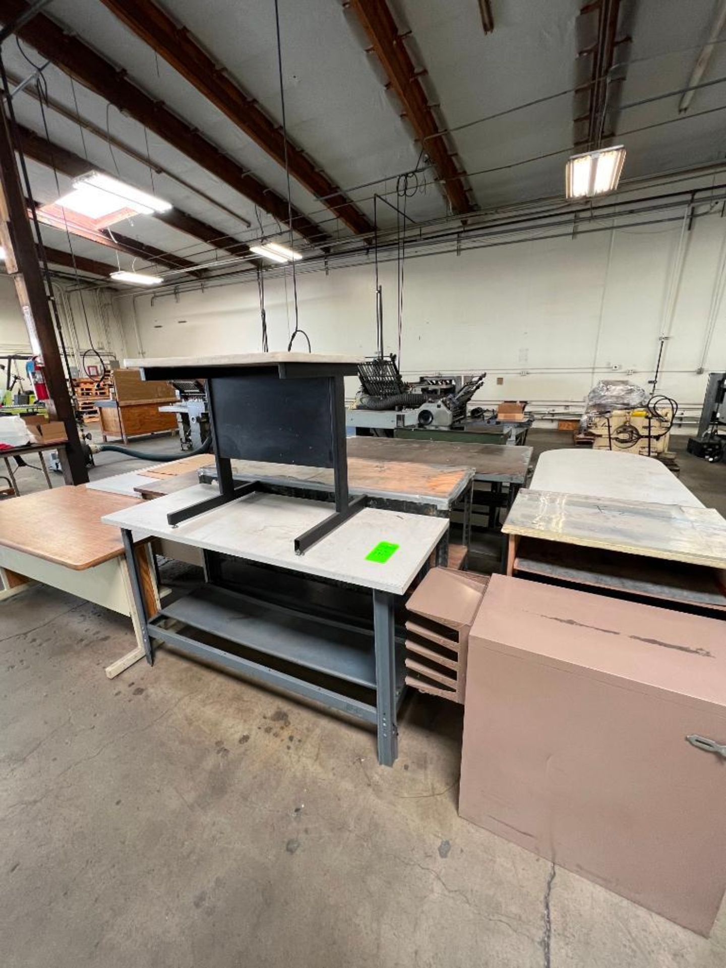Lot of Workstation Surfaces/ Tables And (1) File Cabinet