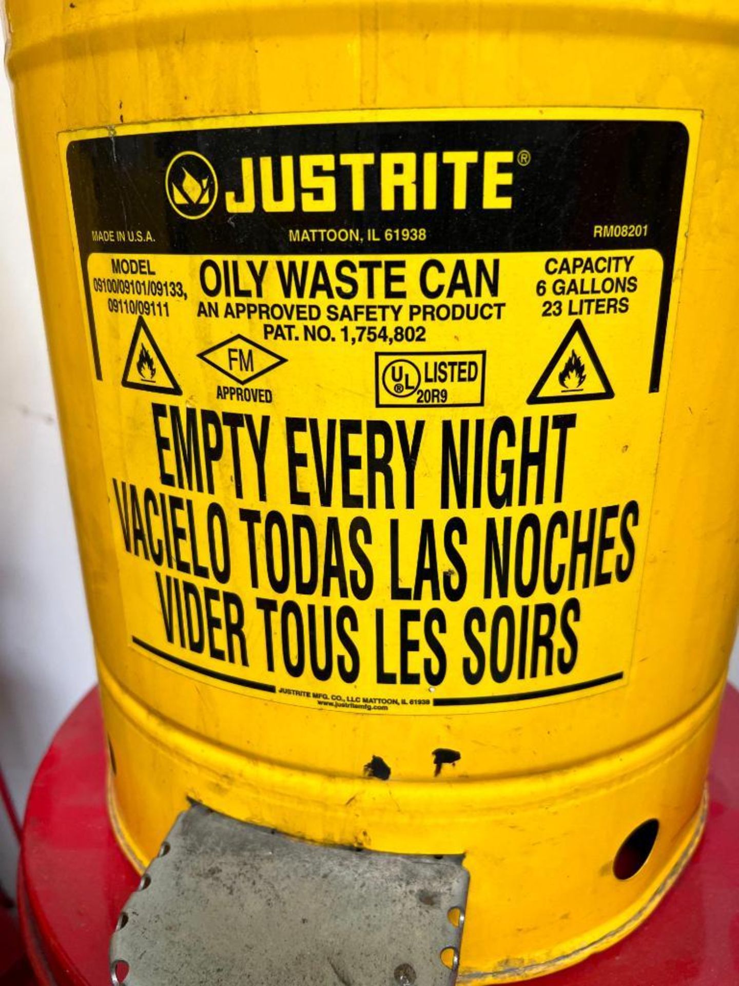 Lot of (11) JUSTRITE Oily Waste Cans. Spill Kit Salvage Drum, Drum Funnel - Image 3 of 6