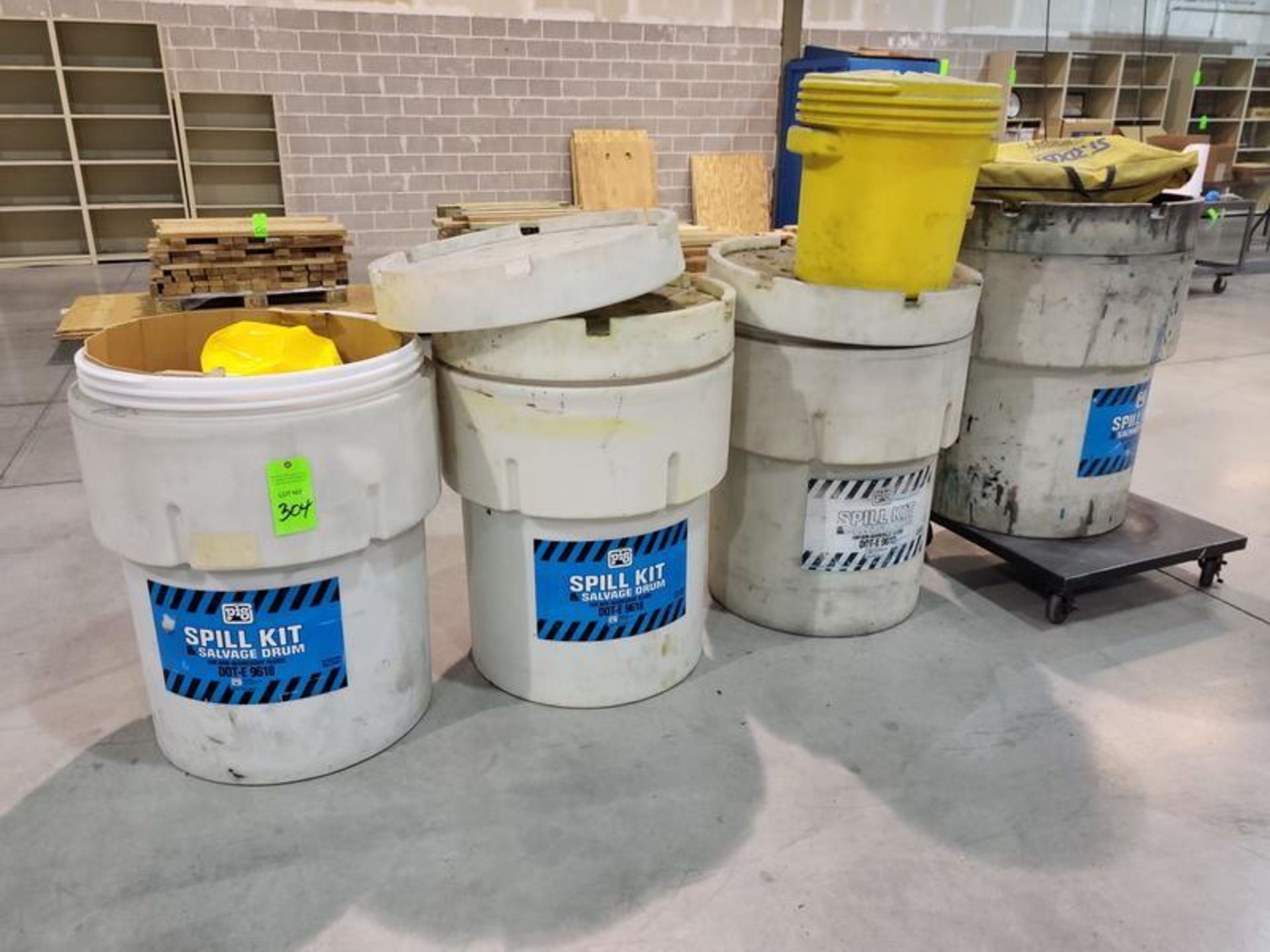 Lot (5) Assorted Spill Kits With Salvage Drums
