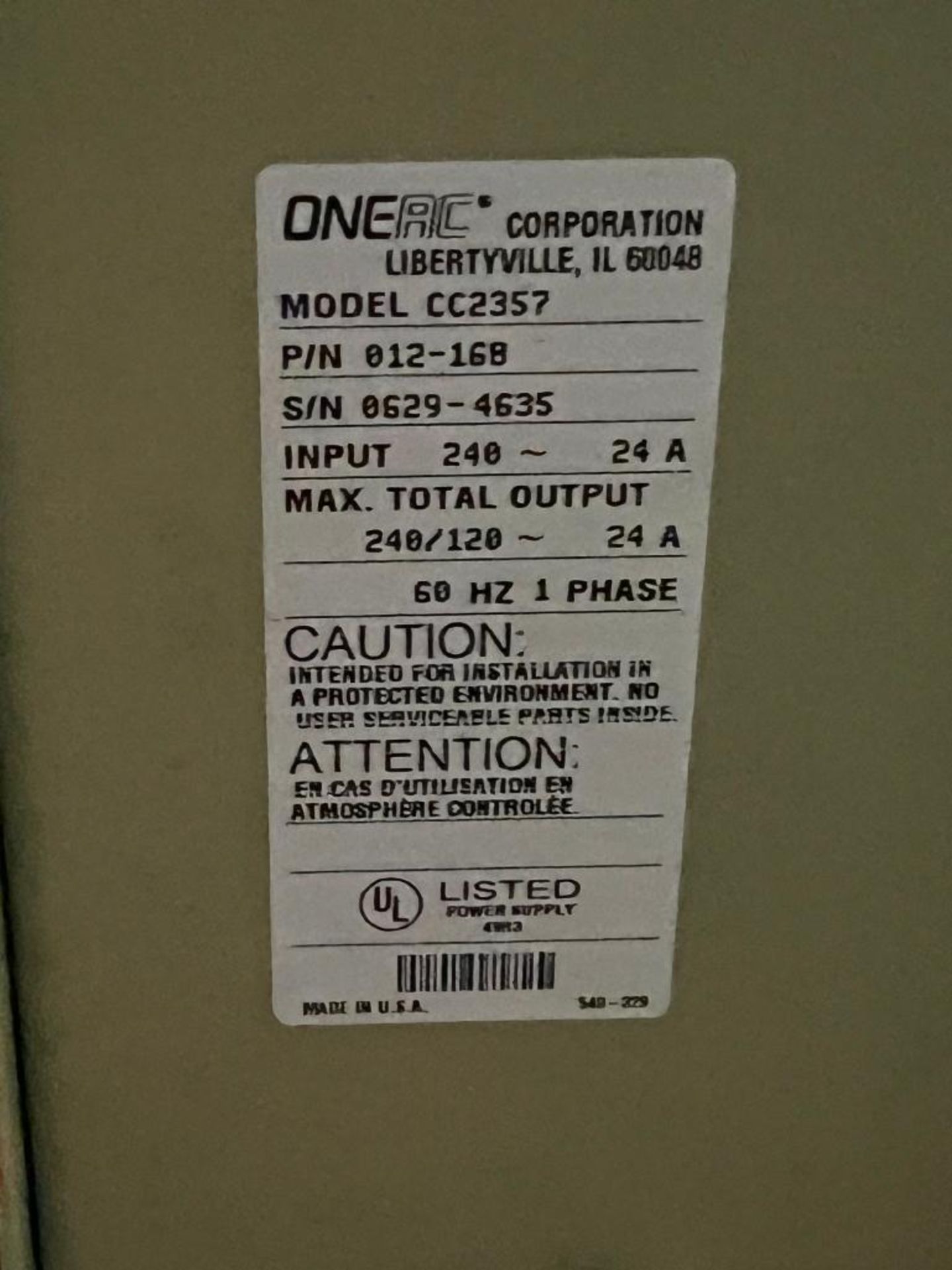 Onerc Model Cc2357, Power Conditioner - Image 4 of 4