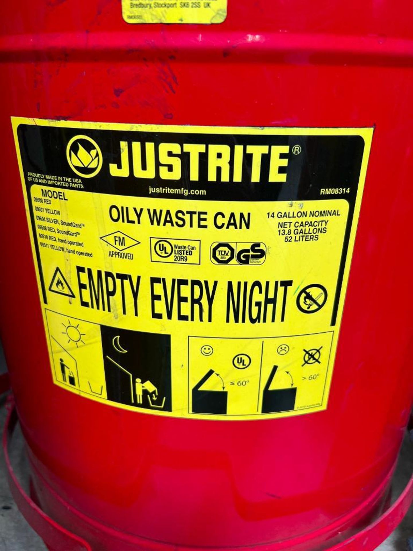 Lot of (11) JUSTRITE Oily Waste Cans. Spill Kit Salvage Drum, Drum Funnel - Image 4 of 6