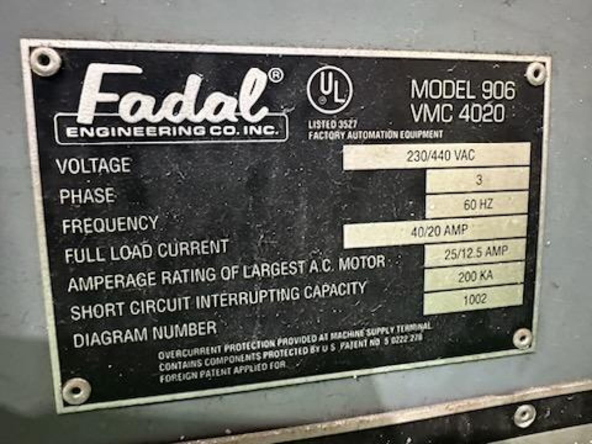 1995 FADAL 4020 CNC VERTICAL MACHINING CENTER - Image 8 of 9