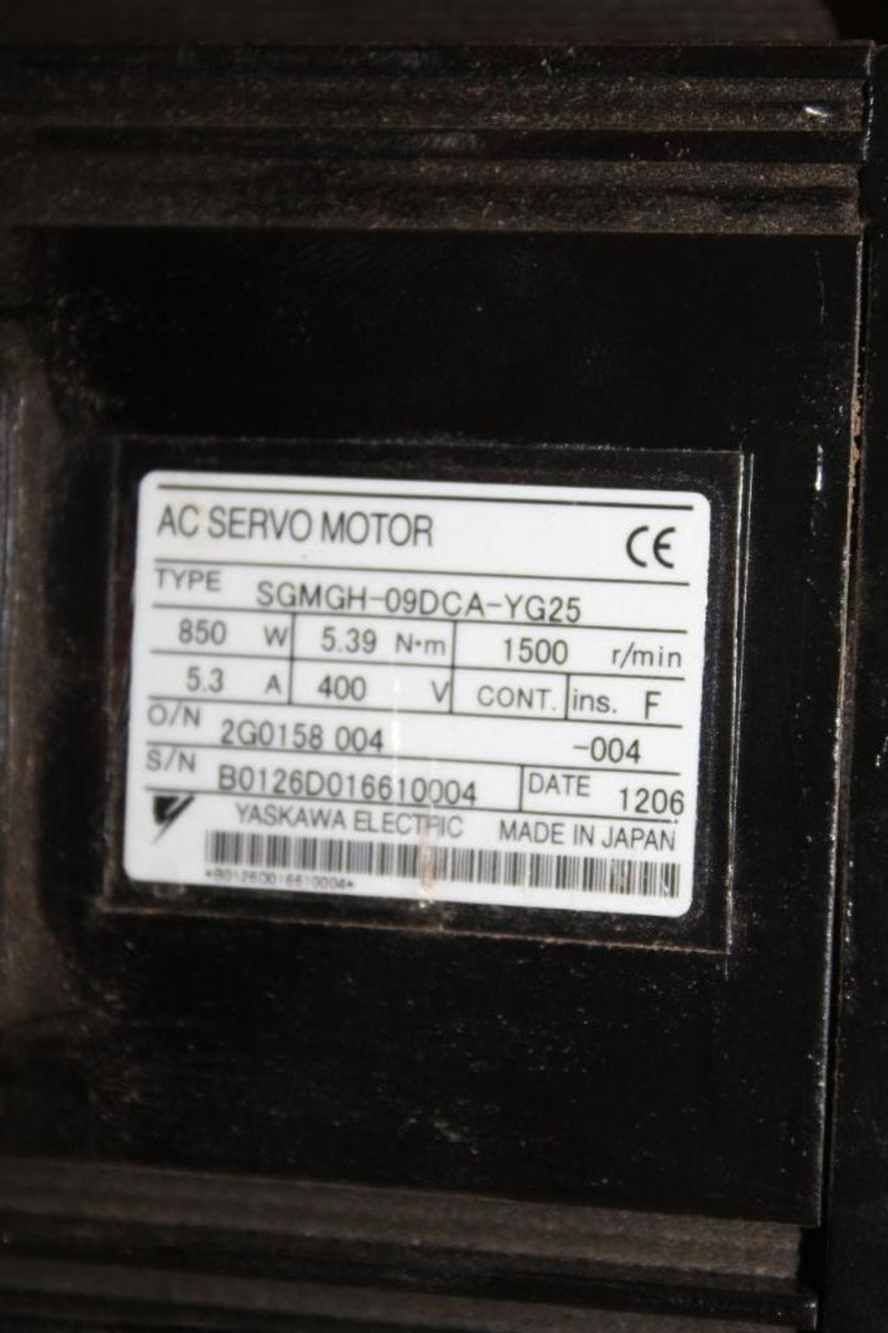 Yaskawa, 2G0158004, Electric AC Servo Motor - Image 2 of 2